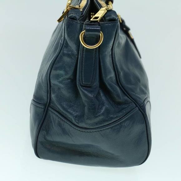 PRADA Hand Bag Leather 2way Navy Auth ac2159 - Picture 4 of 16
